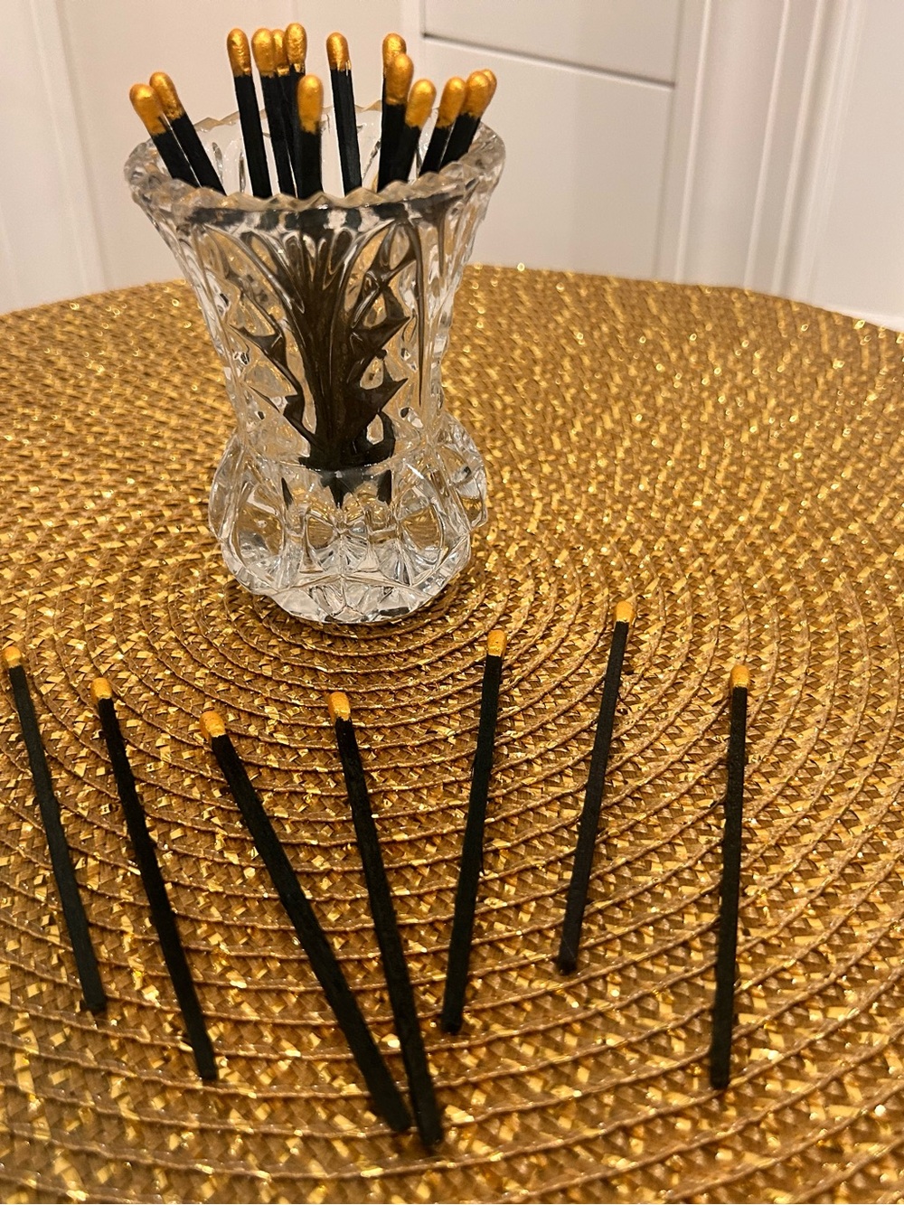 RESTYLE Princess House Vintage Crystal Bud Vase w colored tipped matches strike - Picture 10 of 12